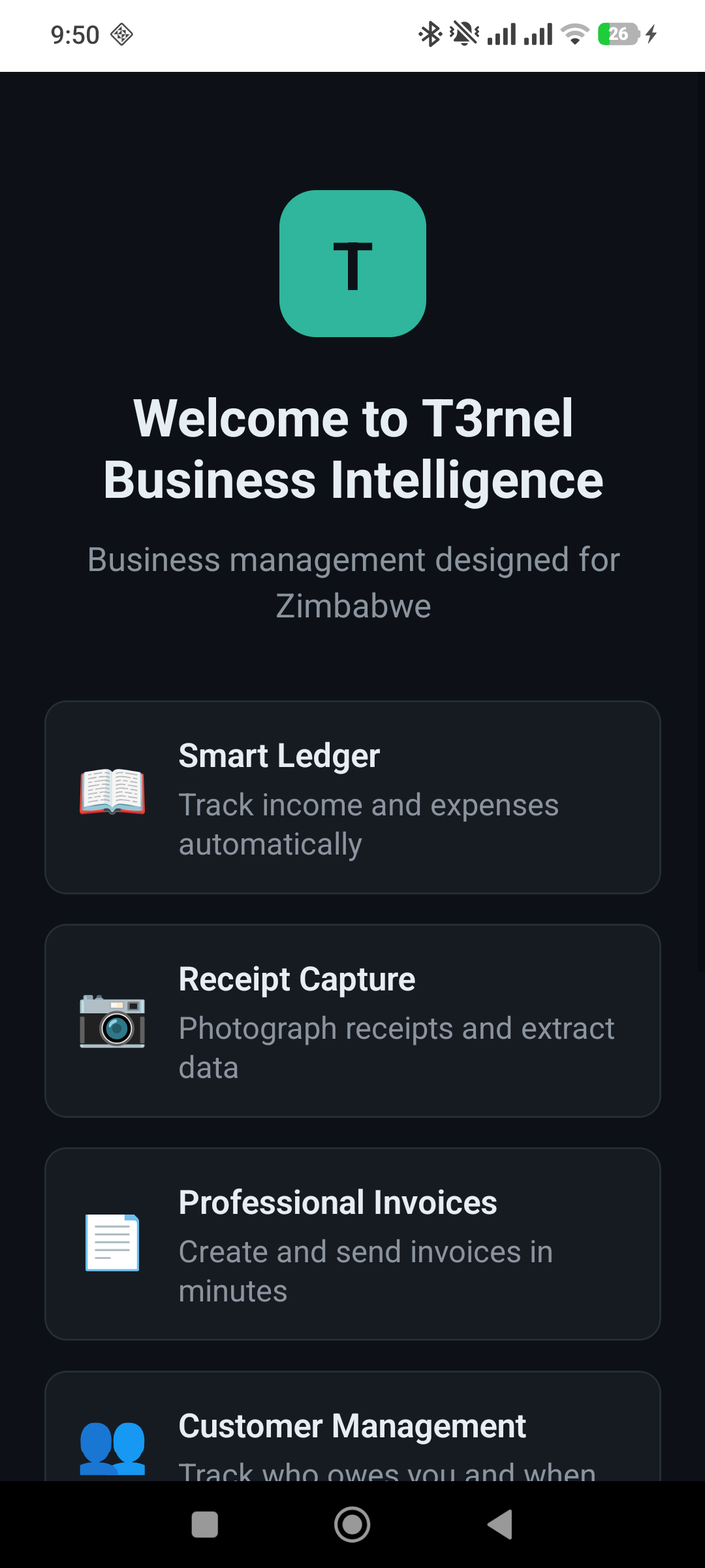 Onboarding — pick your business type